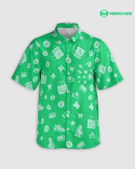 custom all over print button down shirt