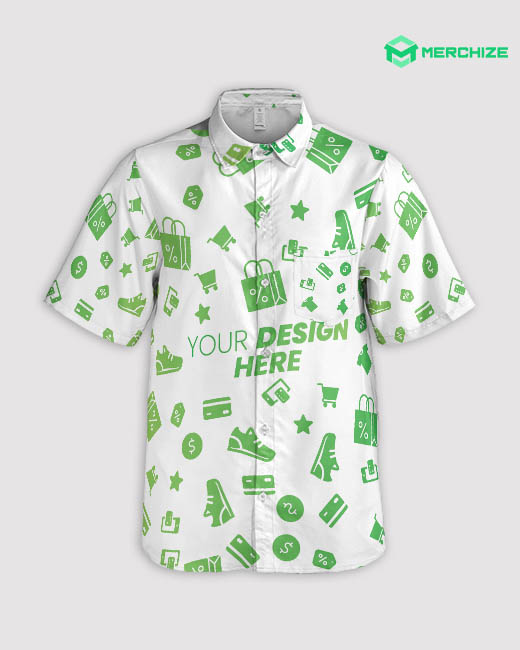 custom all over print button down shirt