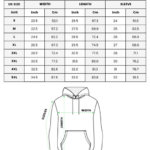 All over print fleece hoodie size chart