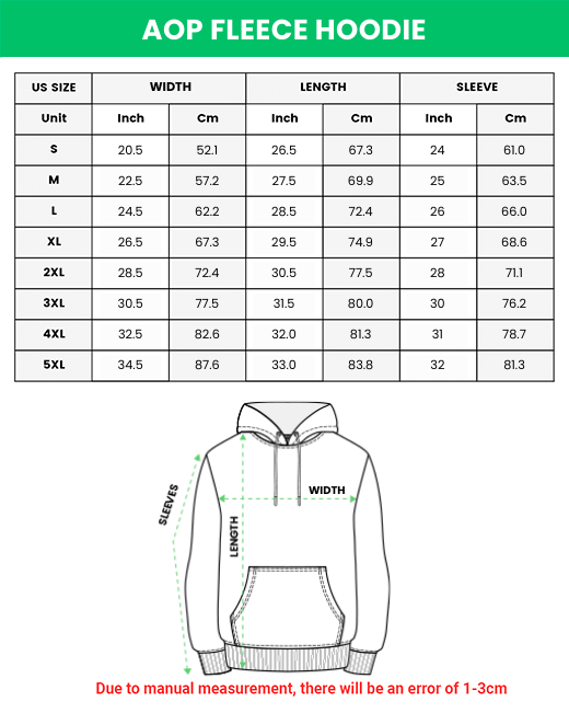 All-over Print Fleece Zip Hoodie With Custom Waist Band - Print On Demand