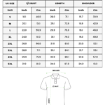 Polo Shirt size chart