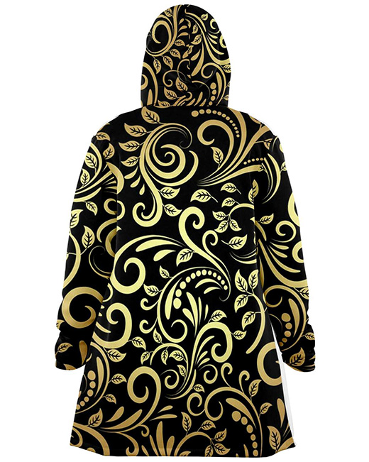 All-Over Print Men's Horn Button Long Fleece Windbreaker (Made In China)