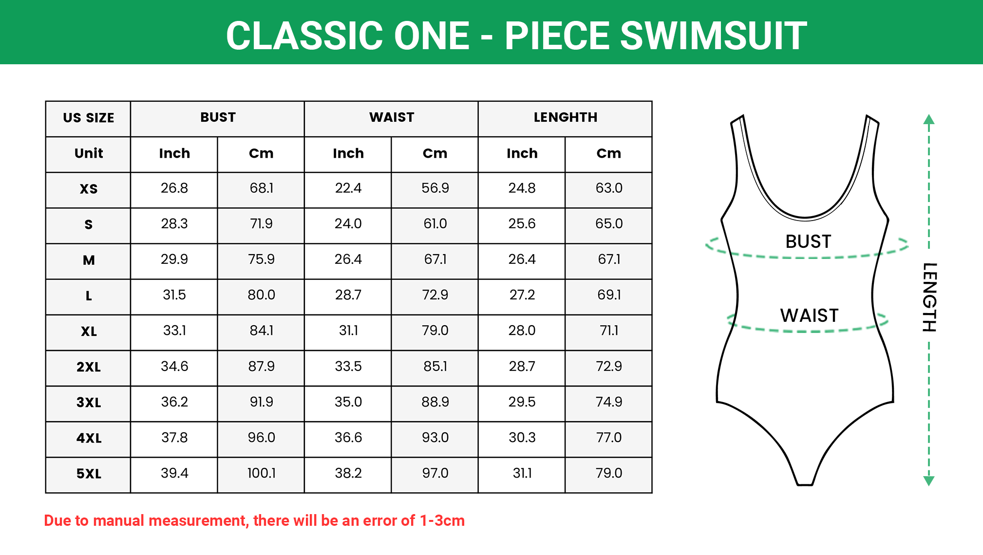 Turk Swim Size Chart