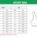sport bra size chart