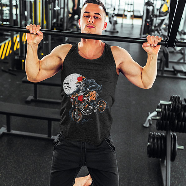 Mens Tank Top - XL, Screen Printed, Black Gray, Light Top Burning