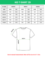 Kid T-shirt 2D size chart