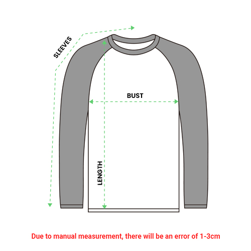 Raglan Long Sleeve Size Chart