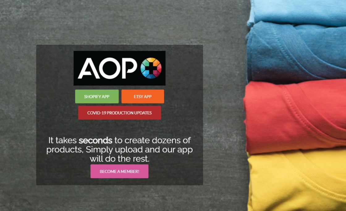 aop+ best print on demand Shopify app
