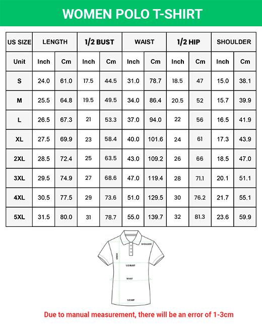 Polo shirts women's size chart hotsell