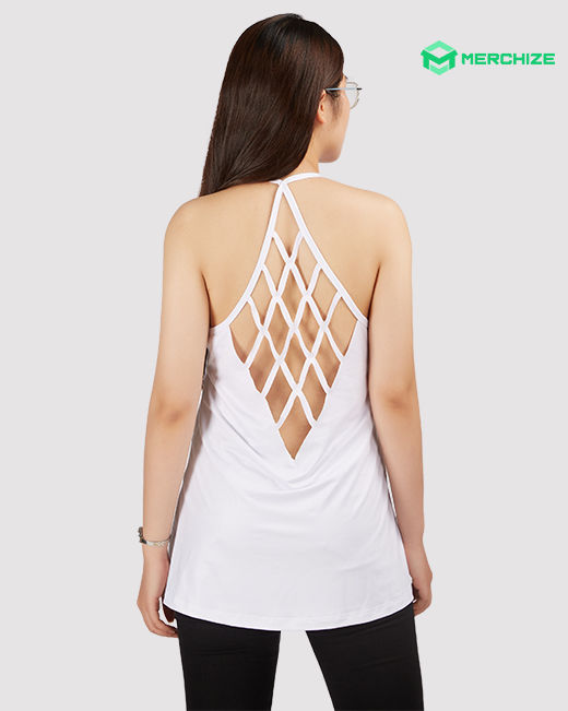 All-over Print Criss Cross Open Back Tank Top - Print On Demand