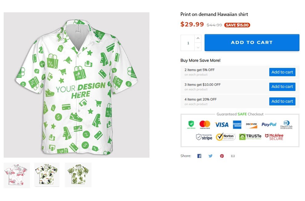 quantity discount hawaiian shirt