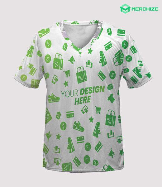 custom all over print v-neck t-shirt