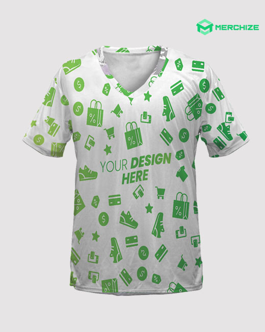 custom all over print v-neck t-shirt