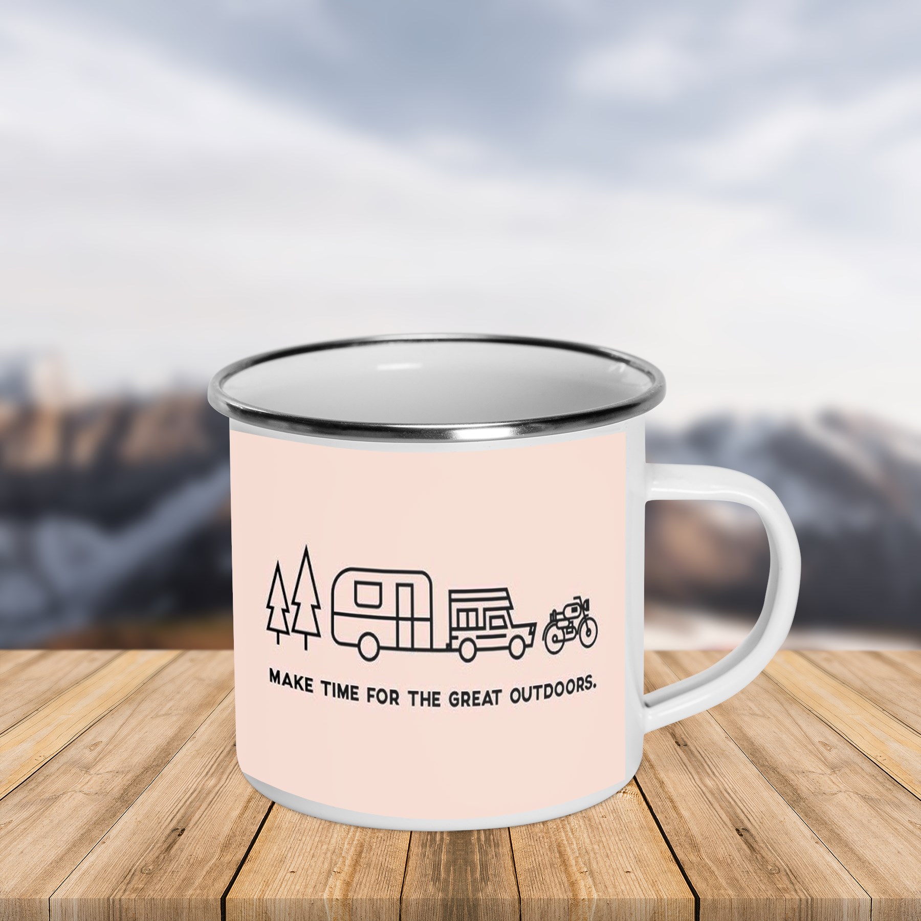 Enamel Camping Mug. Campers Life Quote Cup 12 oz. Happy Camper Coffee Mug  Gift.