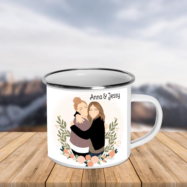 custom enamel mug friendship print on demand