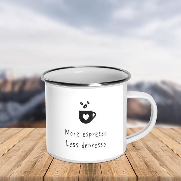 custom enamel mug for coffee lover print on demand