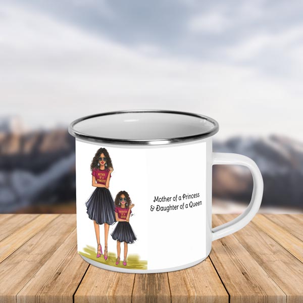 mom daughter custom enamel mug print on demand