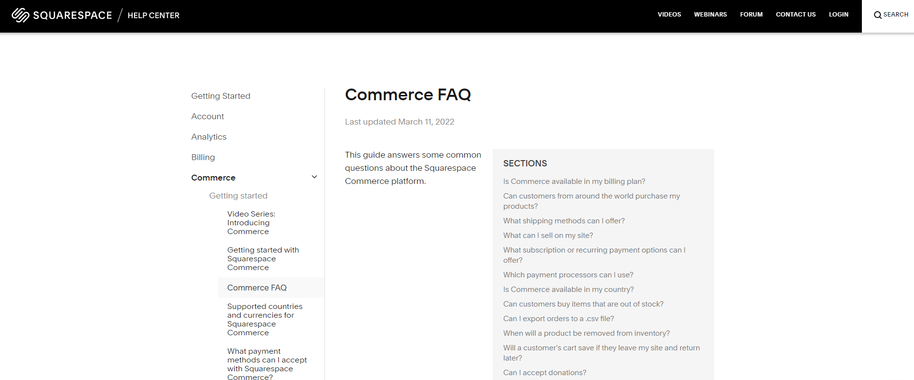 Commerce FAQ