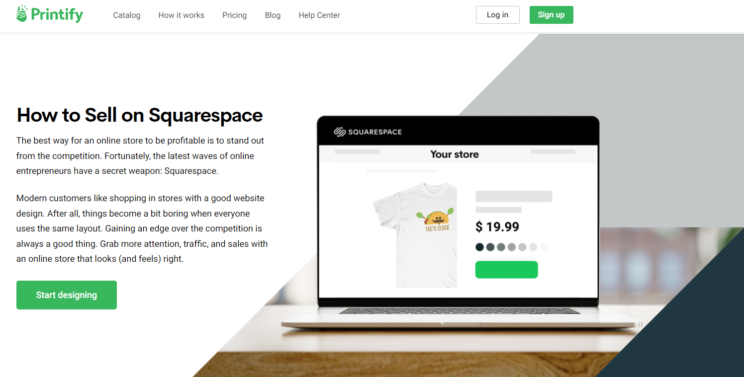 Printify integration with Squarespace