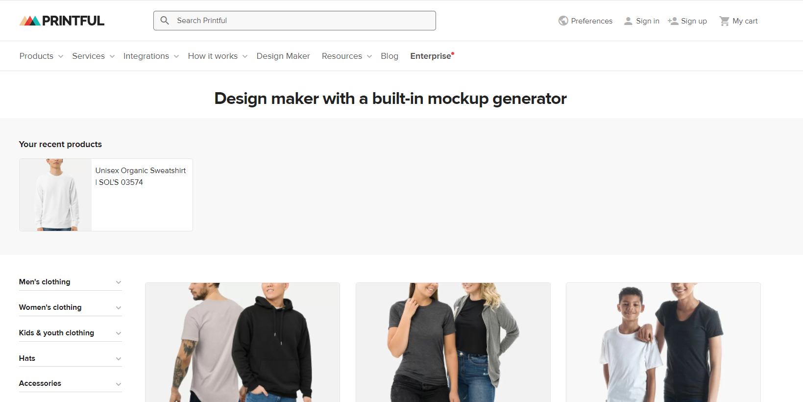 Printful mockup generator