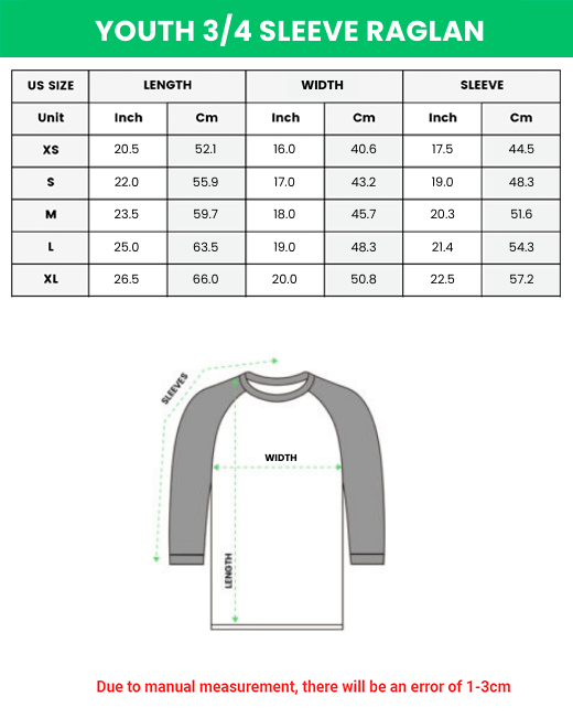 Youth 3/4 Sleeve Raglan