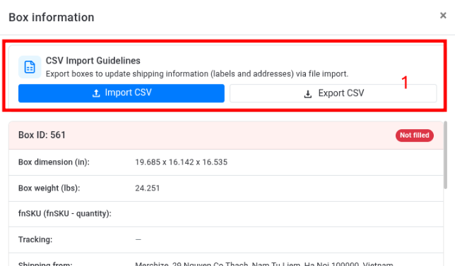 export import box information