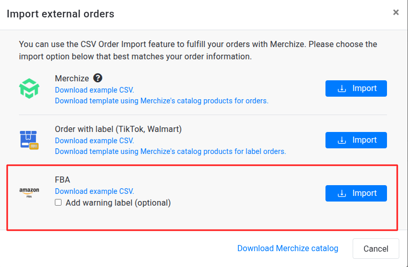 import fba orders