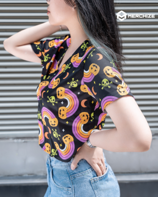 All-over Print Crop Top Baseball Jersey - Print On Demand