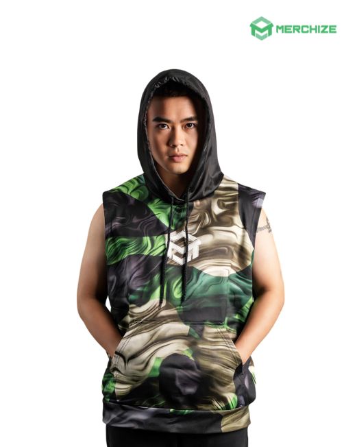 All-over Print Sleeveless Hoodie (Lightweight) - Print On Demand