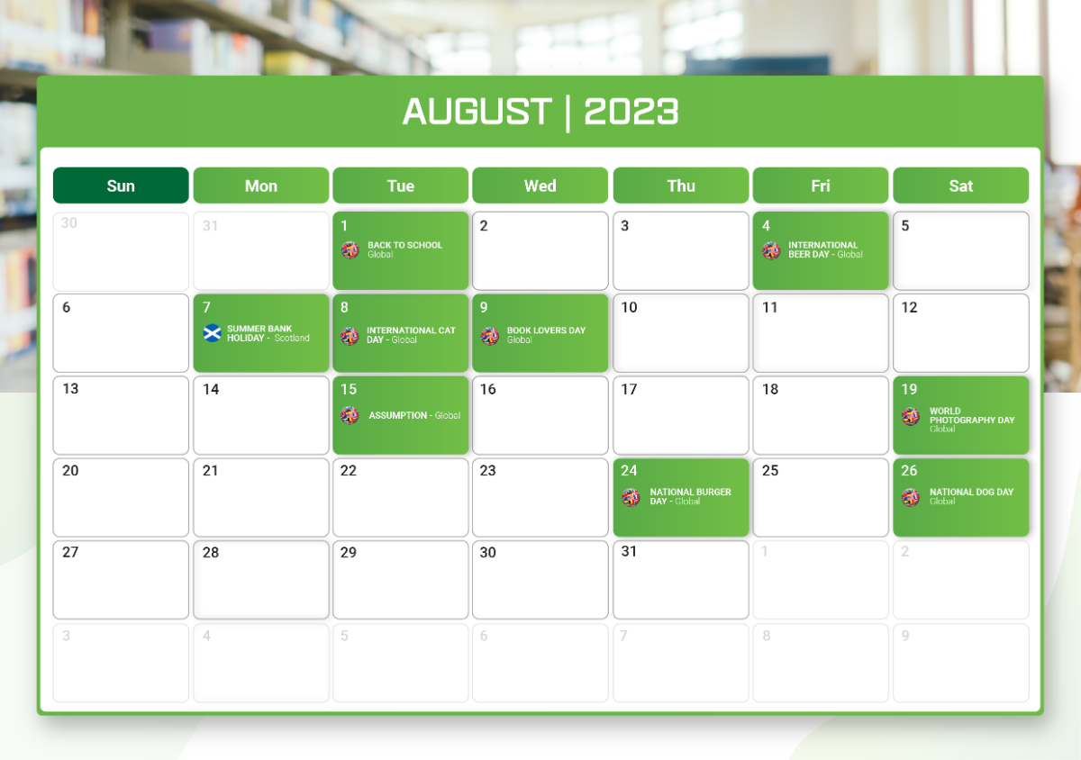 ecommerce Calendar Merchize 2023 august