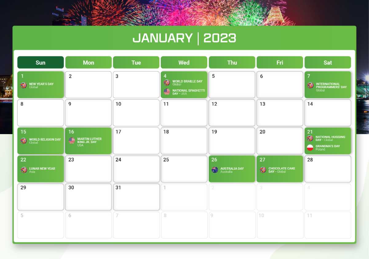 ecommerce Calendar Merchize 2023 january