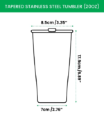 tapered stainless steel tumbler size chart