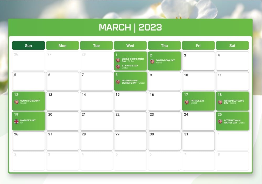 merchize ecommerce calender march 2023