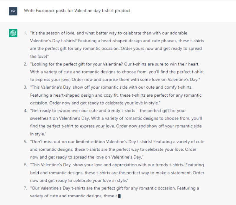 valentine facebook post chatgpt prompt