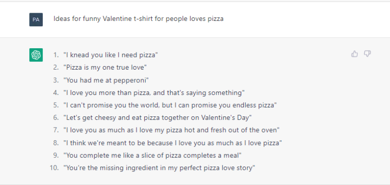 valentine t-shirt ideas chatgpt prompt