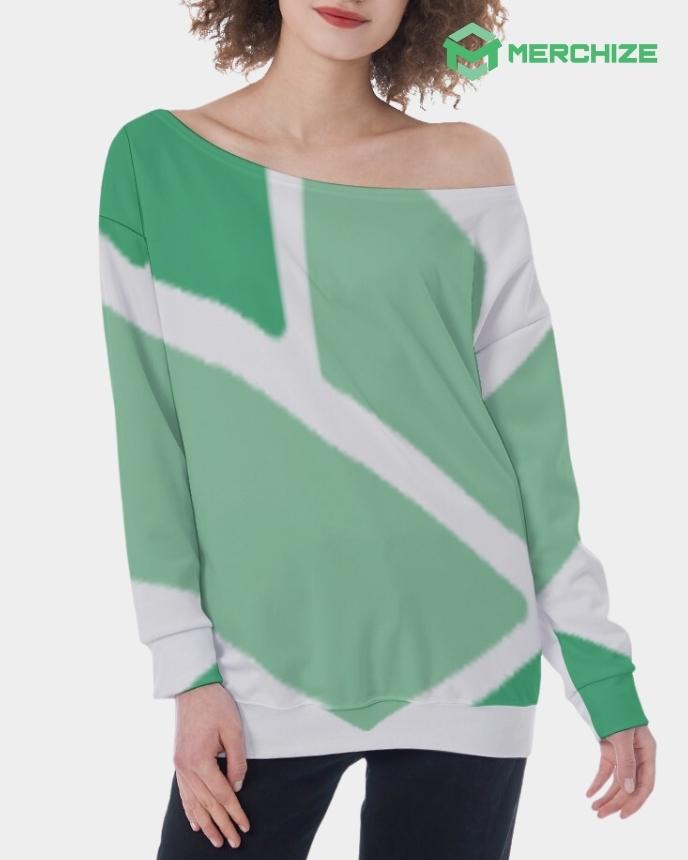 all-over print oversized off-shoulder sweatshirt