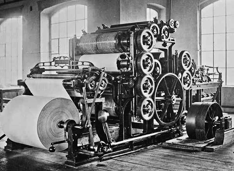 The first web-fed rotary press was invented by Koenig & Bauer in 1846. 