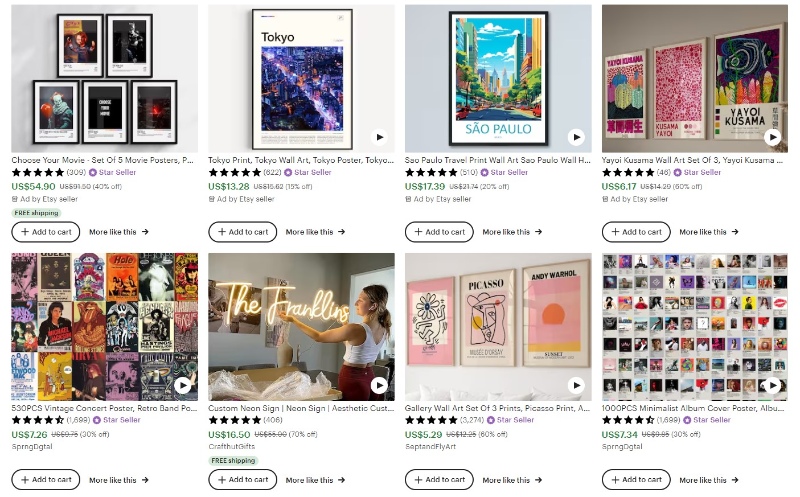 sell poster art prints on etsy