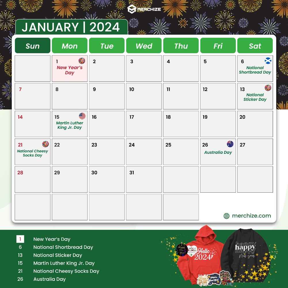 Merchize E-commerce Calender 2024-January