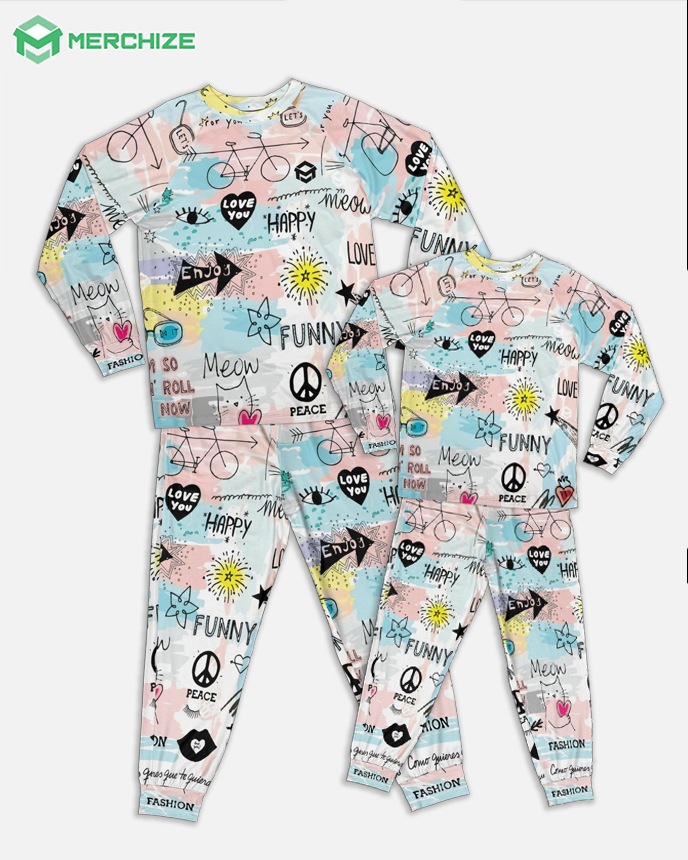 All-over Print Adult Raglan Pajamas Set