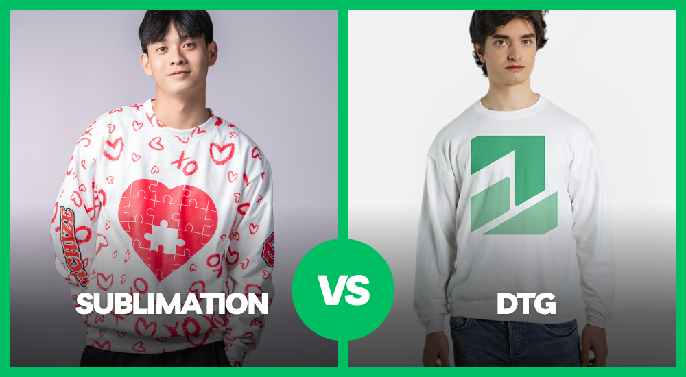 sublimation vs DTG sweatshirt