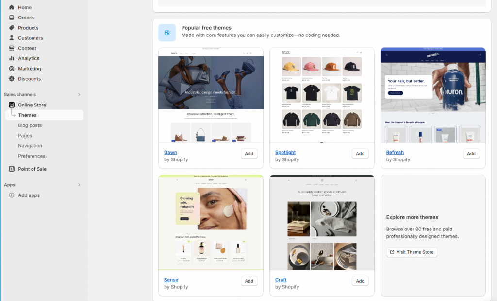 chọn shopify theme