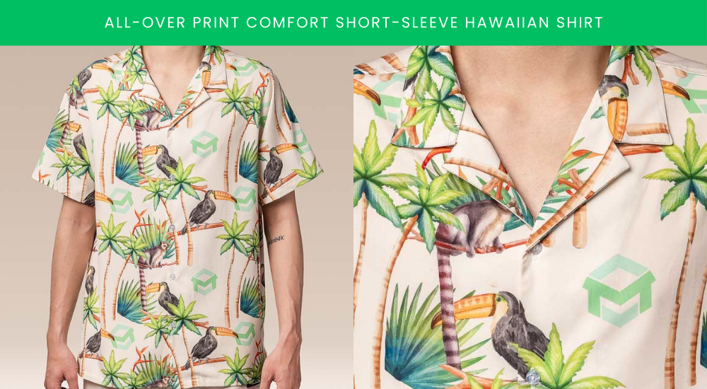 all-over print comfort short sleeve hawaiian shirt