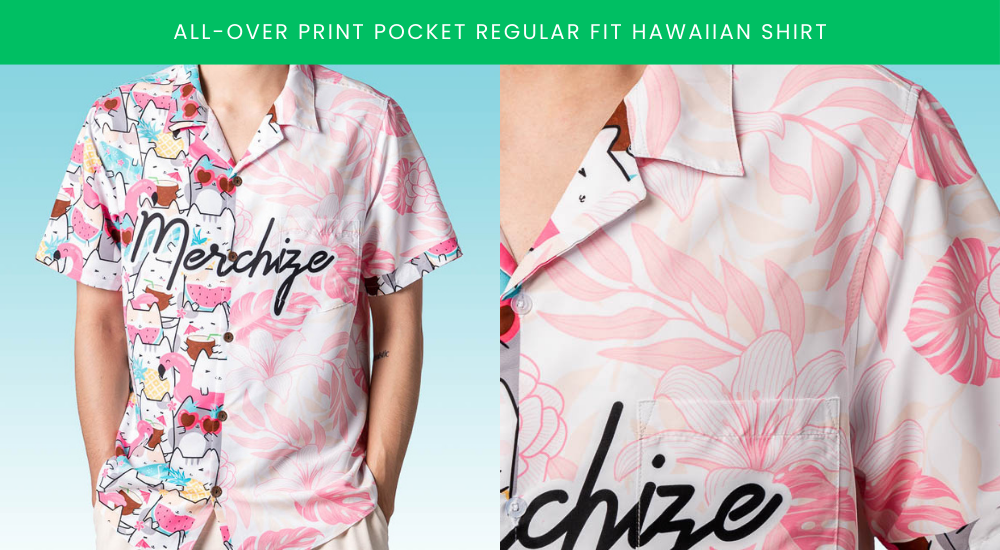 all-over print pocket regular fit hawaiian shirt