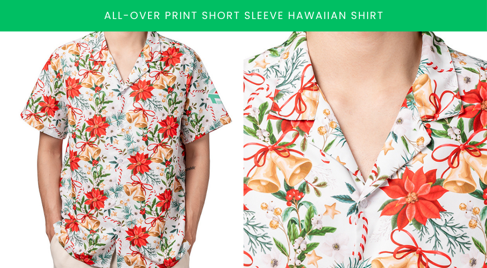 all-over print short sleeve hawaiian shirt