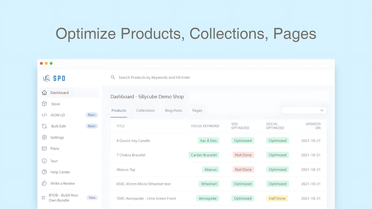 Shopify builds SEO Optimize Products Collection Page