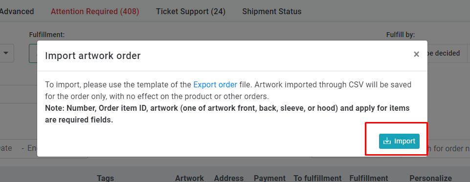 import artwork via csv