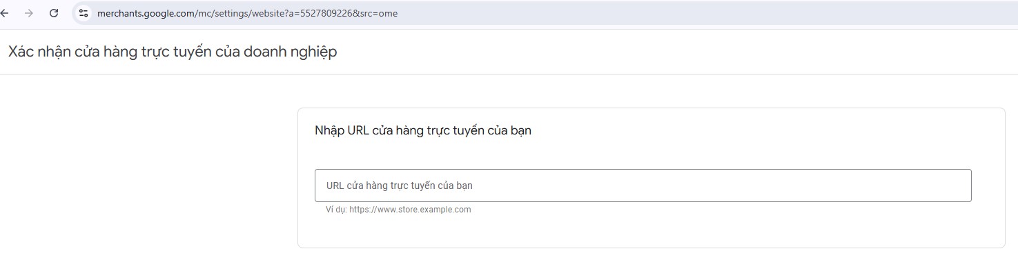 Page Xác nhận cửa hàng trực tuyến của doanh nghiệp GMC