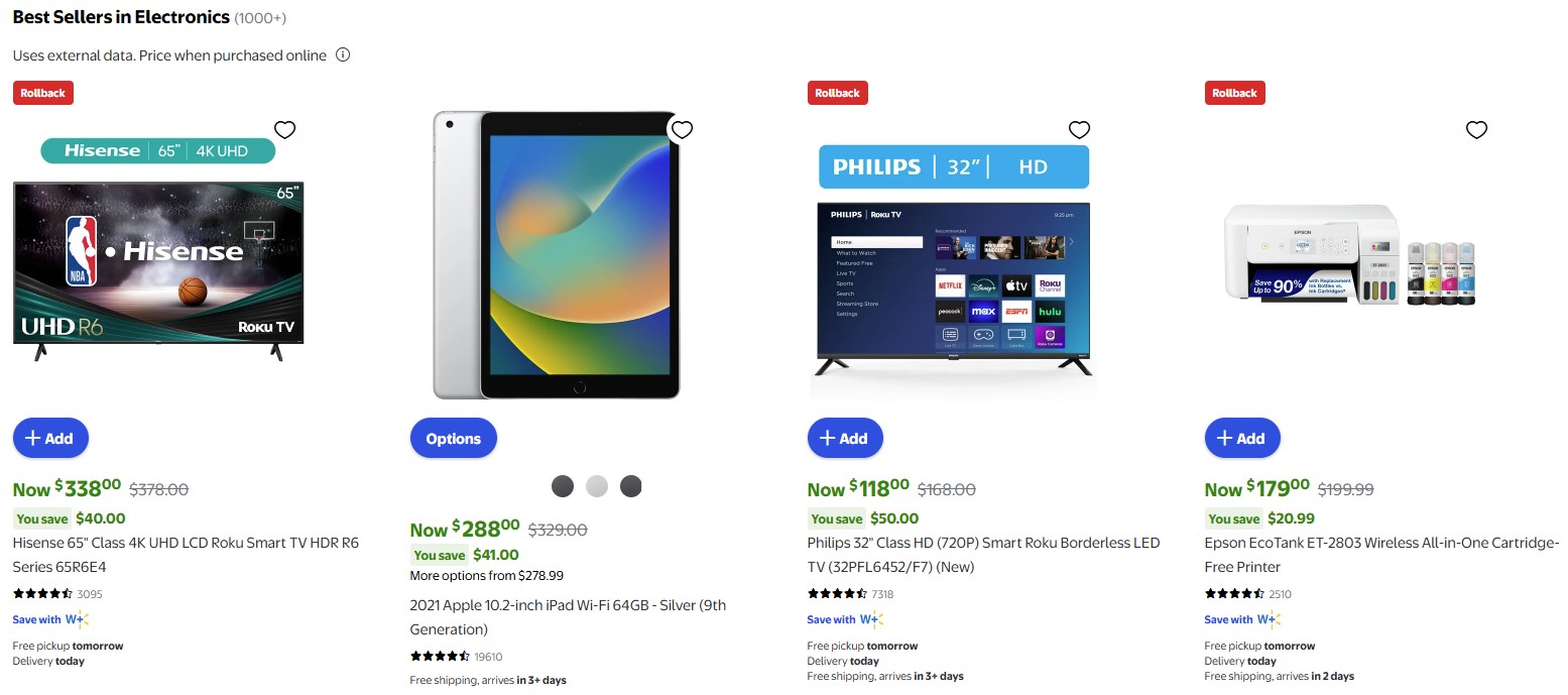 Top Selling Items Electronics on Walmart