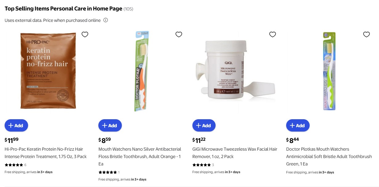 Top Selling Items Personal Care on Walmart